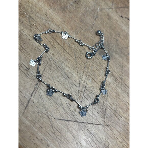Silver Butterfly Charm Anklet With Adjustable Chain For Women - Picture 7 of 8